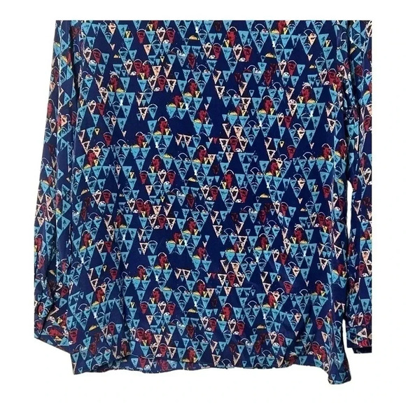 1616. UNITED BAMBOO X MADEWELL 100% SILK FLORAL MOTIF DAMASK BATIK BLUE TOP XSM - Picture 10 of 10